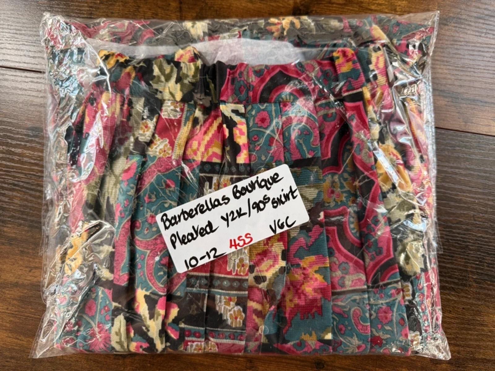 Vintage Pleated Midi Skirt UK 10–12 Y2K Floral Boho Festival