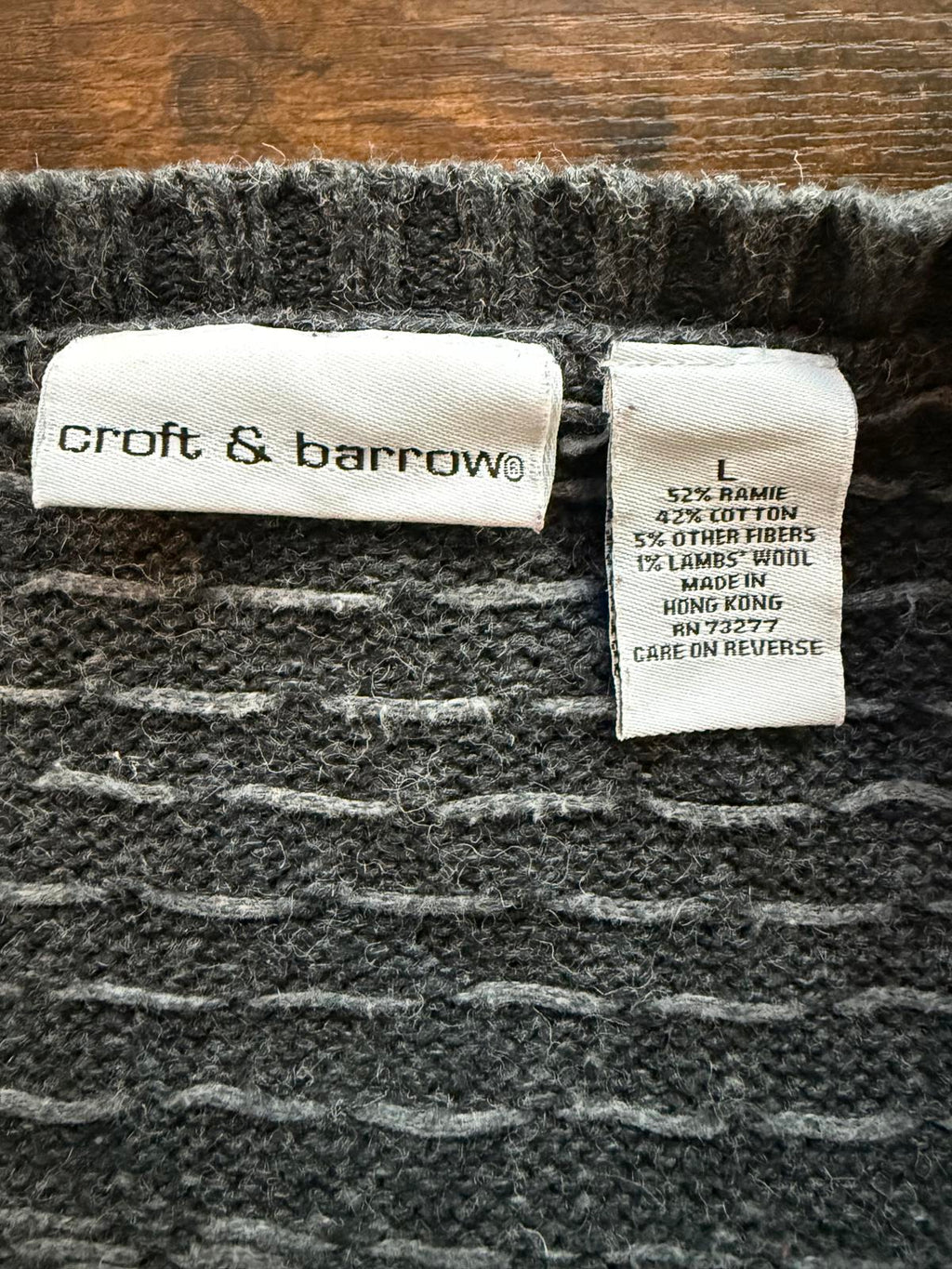 ❄️ Y2K Croft & Barrow Fair Isle Zip Cardigan – Charcoal Grey – UK 14–16 (L)