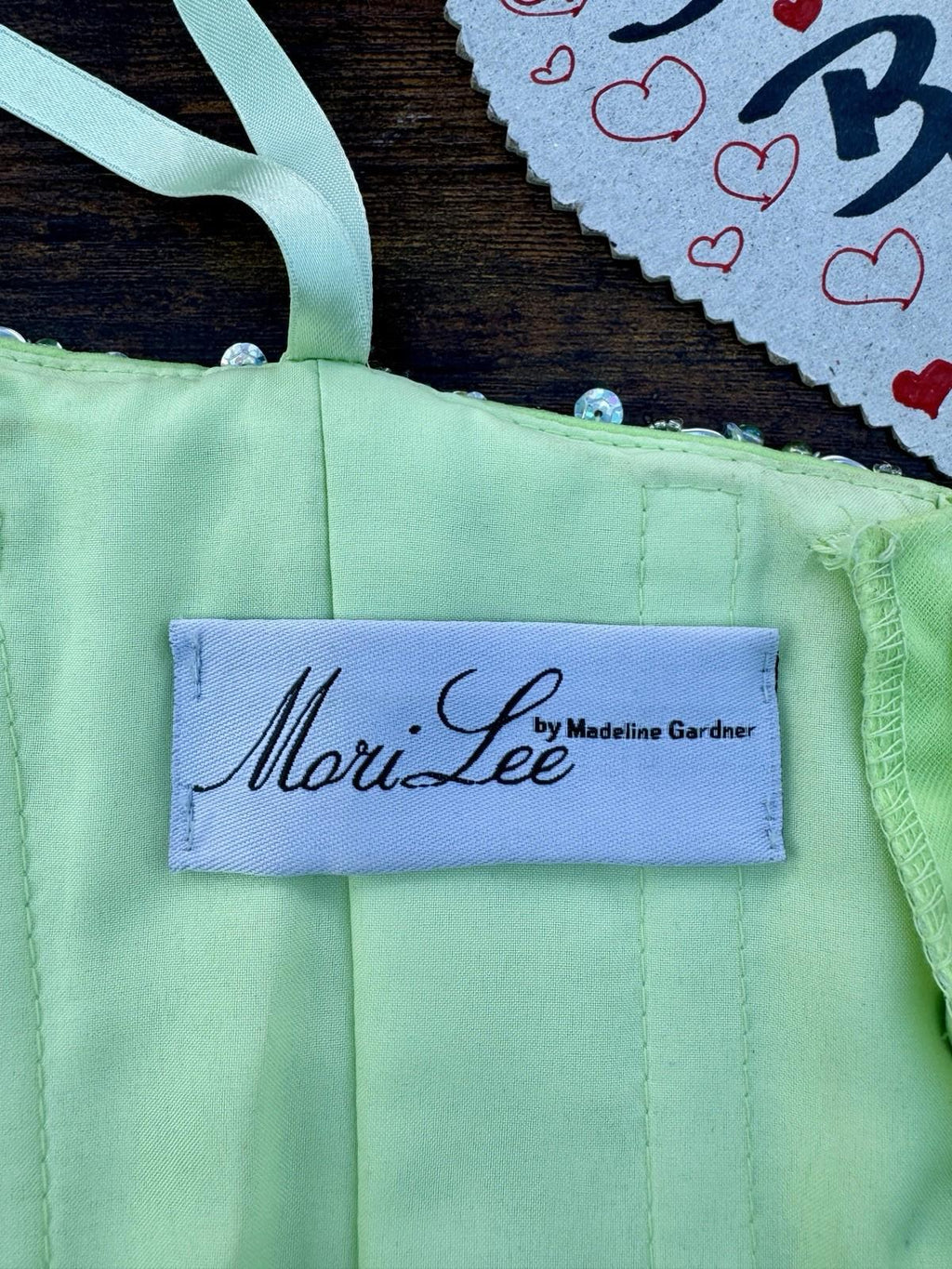 💚 Mori Lee by Madeline Gardner Embellished Lime Green Ball Gown – UK 2