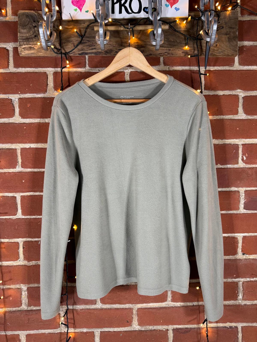 Primark Cares Light Khaki Super Soft Fleece Jumper – Size L (UK 14/16) NUM16