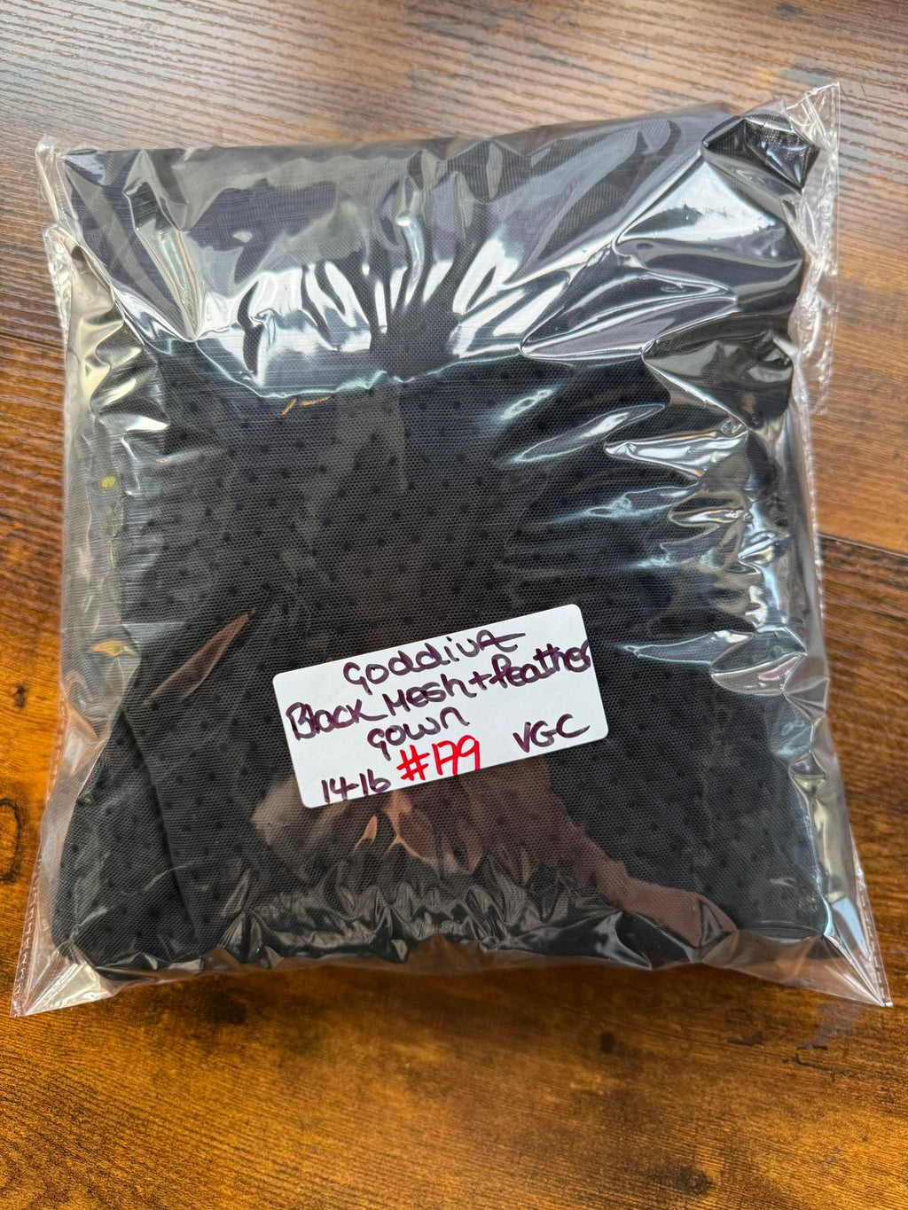 Goddiva Black Mesh Feather Sleeve Gown UK 16 Elegant Evening Dress #179