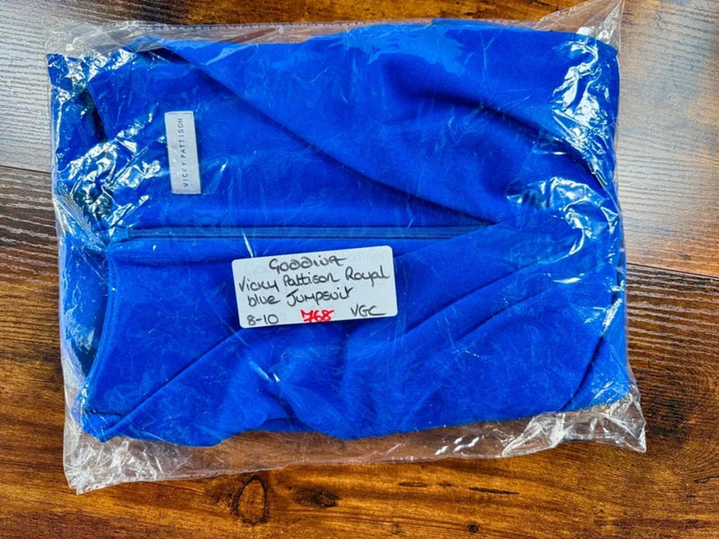 Vicky Pattison / Goddiva Royal Blue Bow Detail Jumpsuit UK 8-10