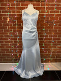 Goddiva Ice Blue Satin Maxi Dress UK 12 Evening Dress      Read Info!        282