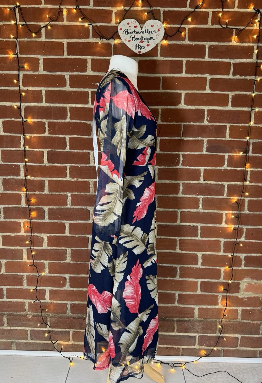 🌺 Tropical Print Wrap Midi Dress – BNWT – Size 10 🌺