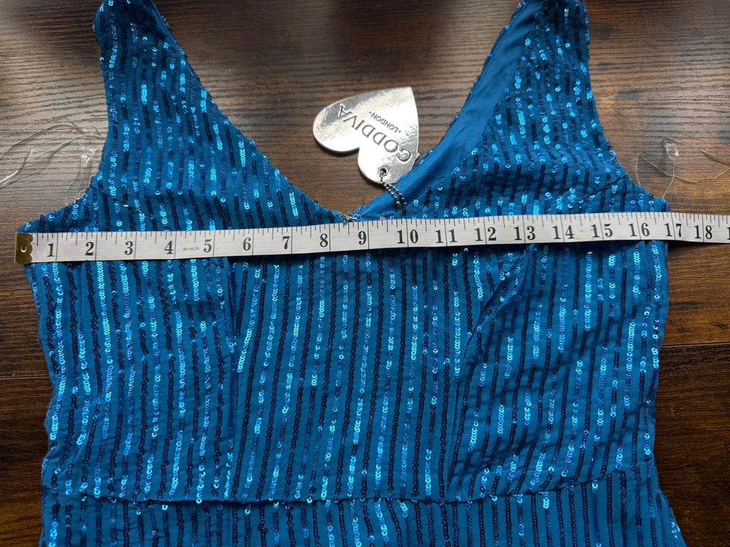 💙 Goddiva London Vivid Blue Sequin Maxi Dress (DR2023, UK 10)