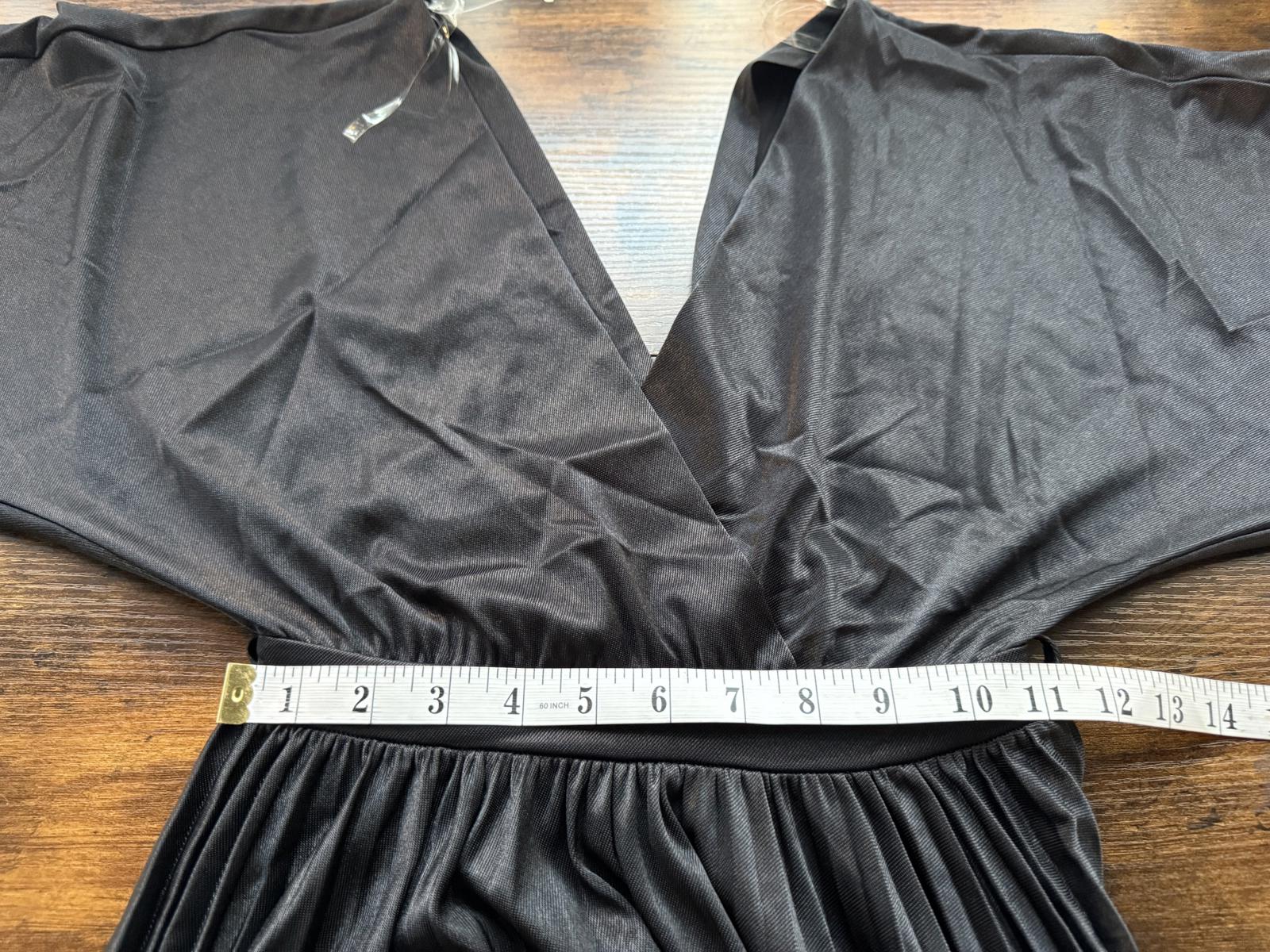 Shiny Black Pleated Midi Dress – Size S–8 (BNWT)