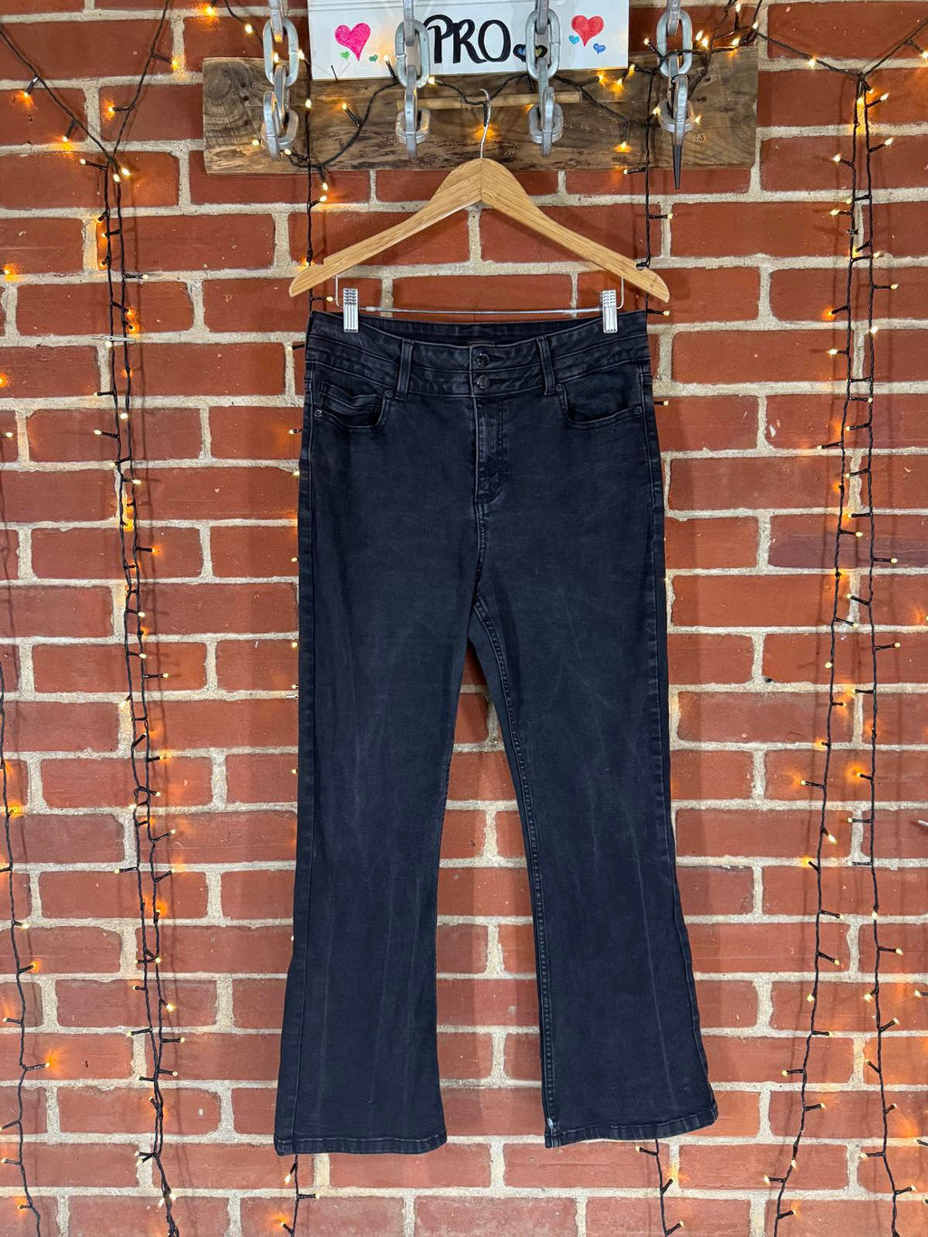 F&F Black Bootcut Jeans UK 14 Short Mid Rise Stretch Denim Casual Classic VGC