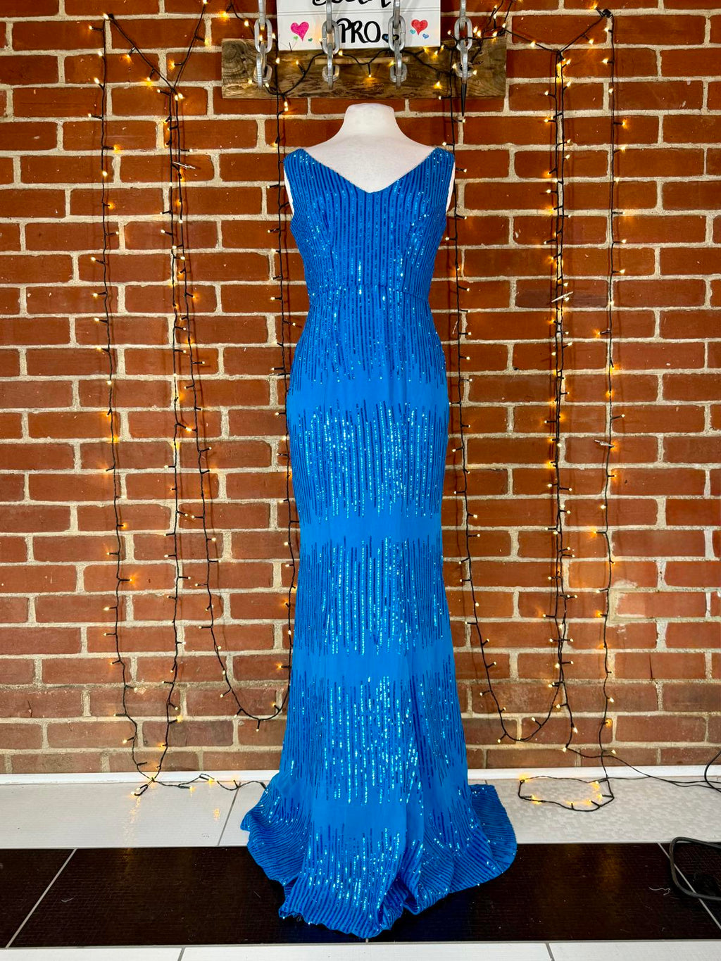 💙 Goddiva London Vivid Blue Sequin Maxi Dress (DR2023, UK 10)