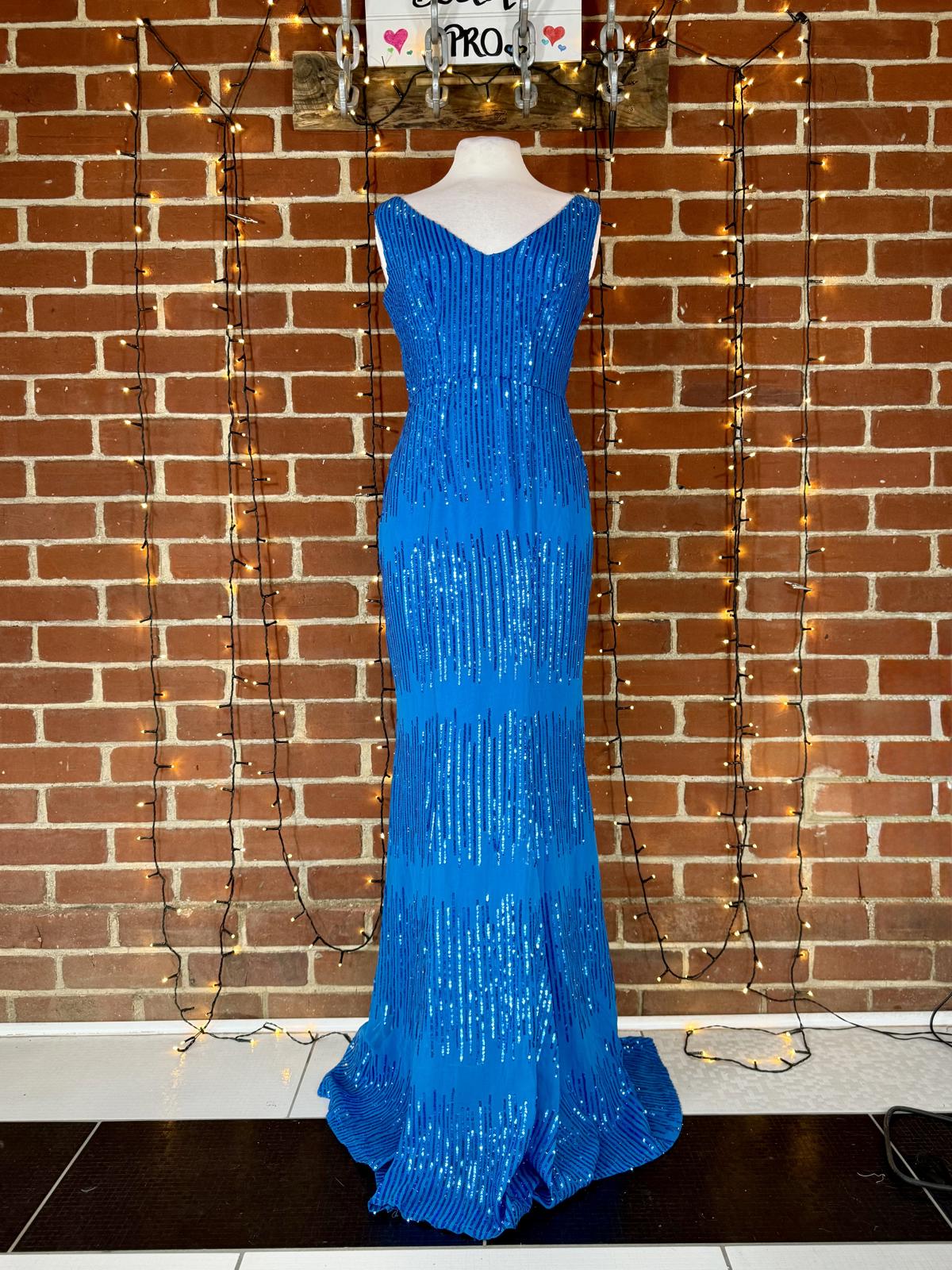 💙 Goddiva London Vivid Blue Sequin Maxi Dress (DR2023, UK 10)