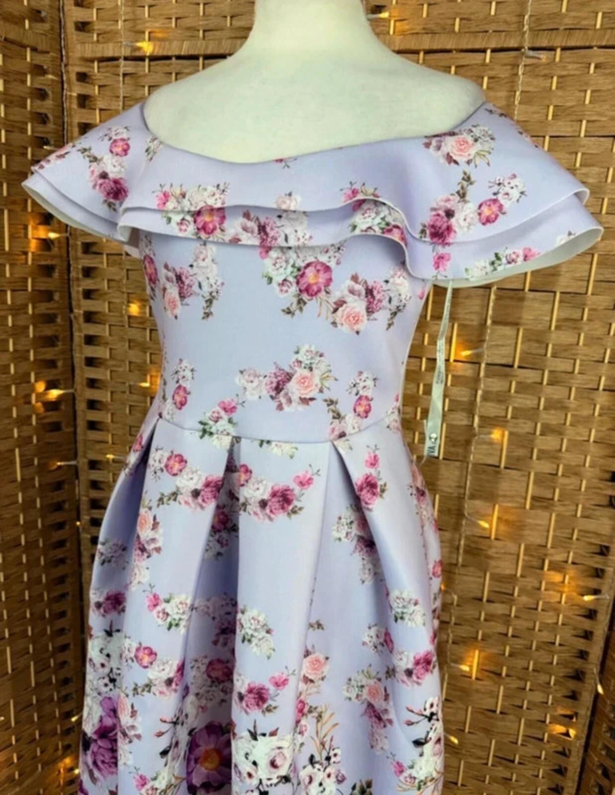 Goddiva Floral Scuba Crepe Midi Dress UK 10 Wedding Guest Prom