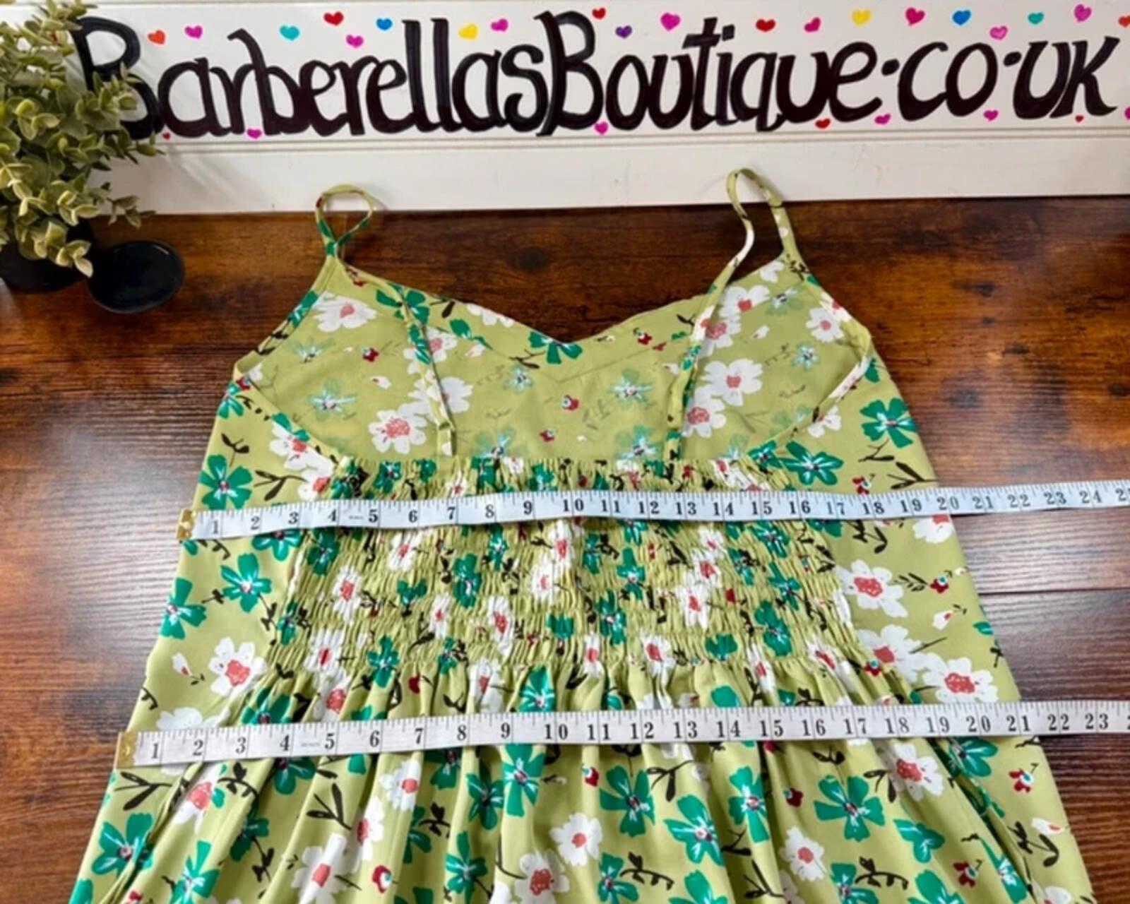 All Things Asia Green Floral Boho Midi Dress UK 14-18