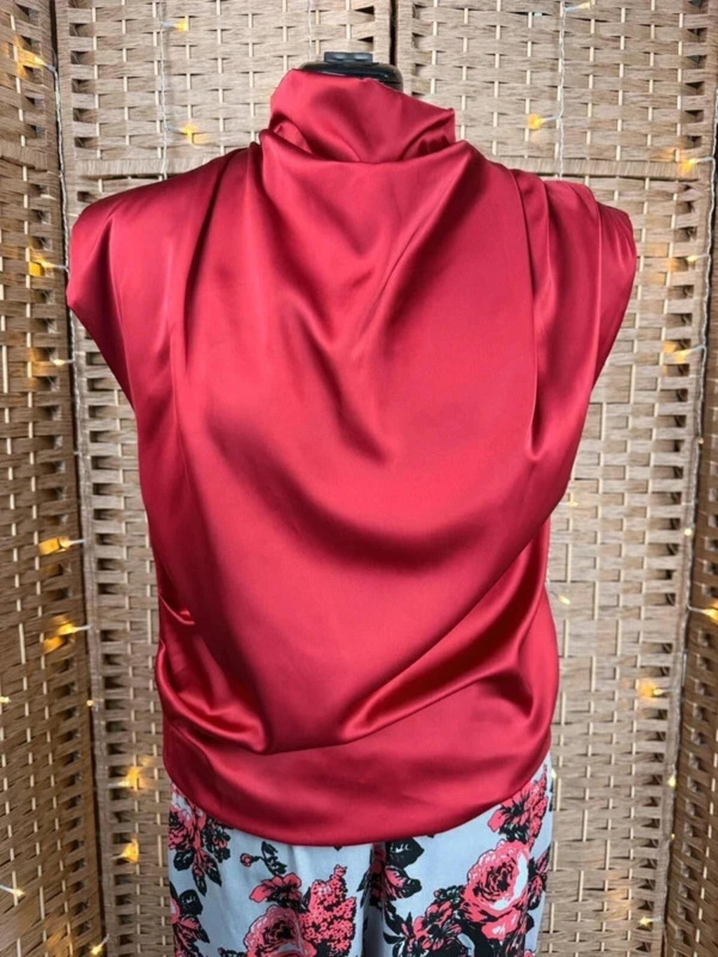 Goddiva Red Satin High Neck Top UK 14 US 10 BNWT Elegant