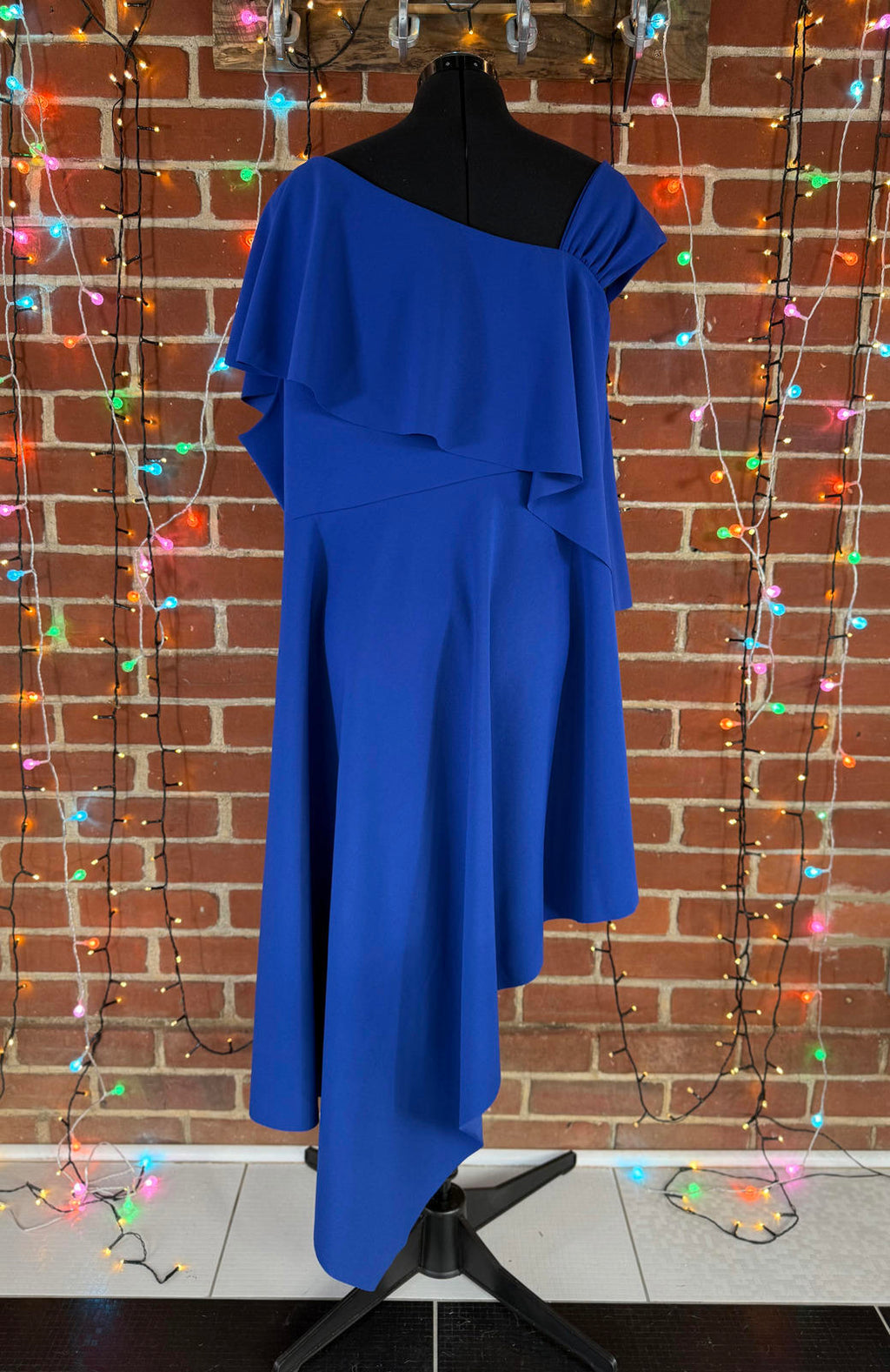 Goddiva Plus Royal Blue One Shoulder Asymmetric Dress DR1634P UK 26          237