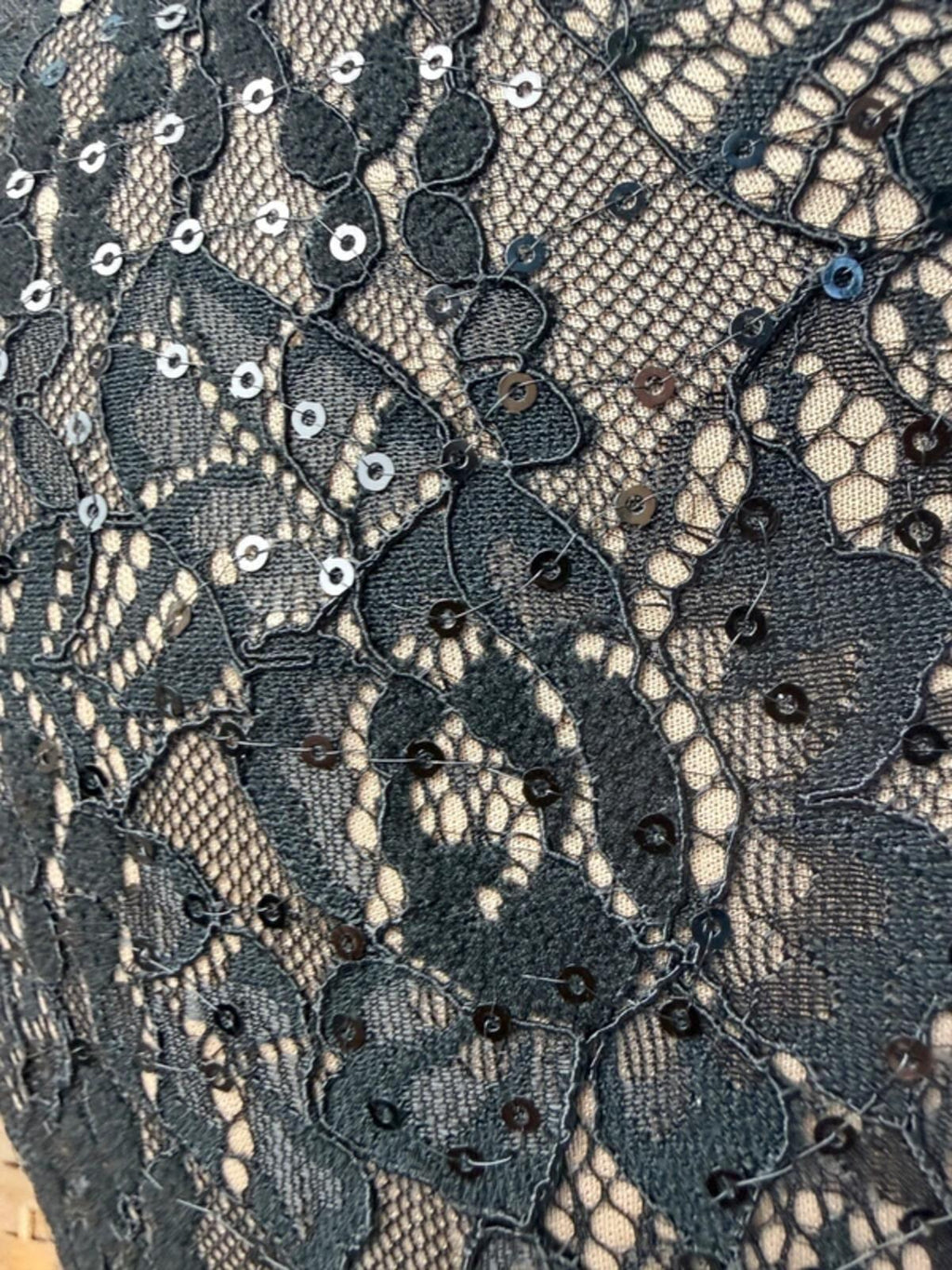 Black Lace Midi Dress UK 6 8 Fit Flare Party Evening Wedding Guest NWOT