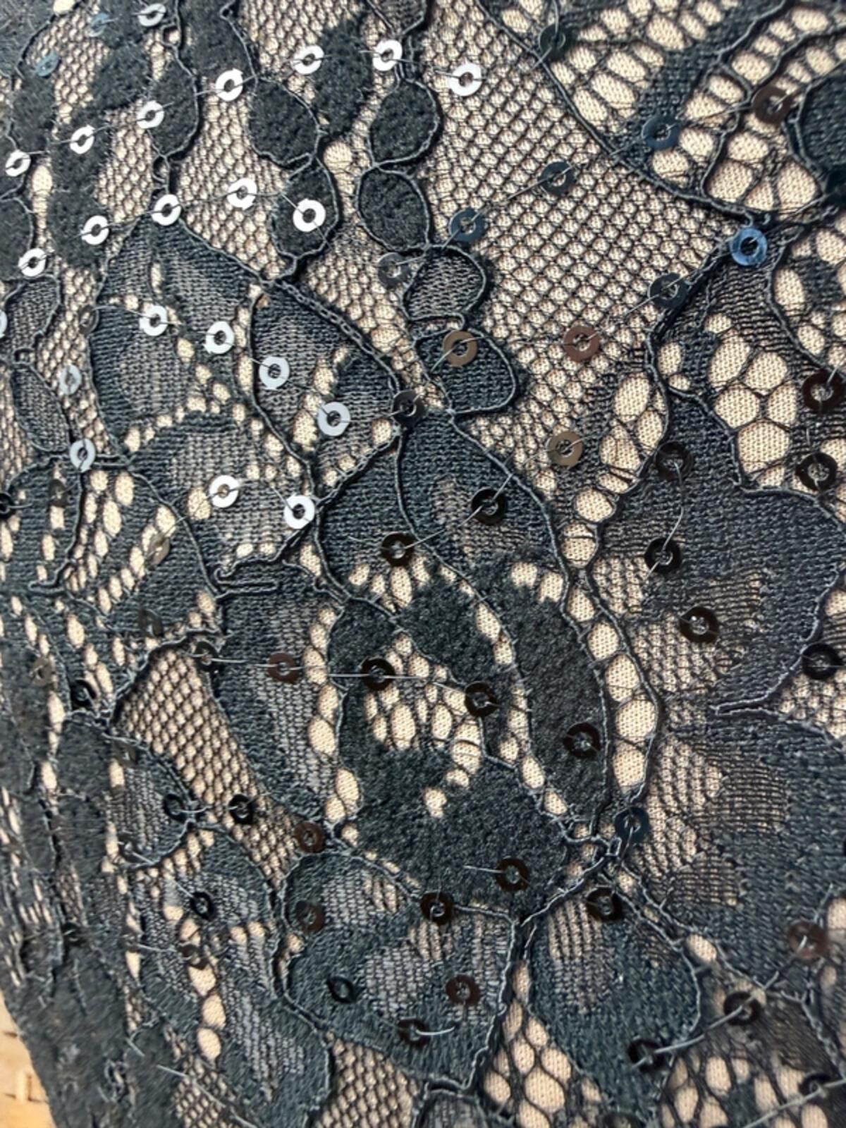 Black Lace Midi Dress UK 6 8 Fit Flare Party Evening Wedding Guest NWOT