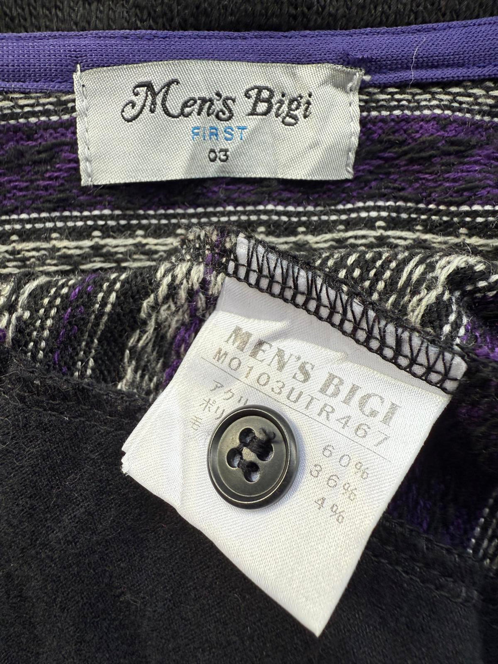 Men’s Bigi FIRST Fair Isle Snowflake Cardigan Black Purple – Small / Medium #51 NUM 10