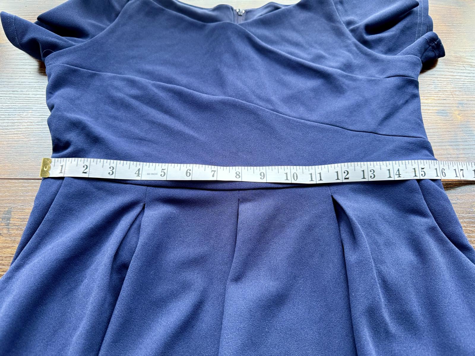 Jolie Moi Navy Fit & Flare Midi Dress with Pockets – UK 12/14 #115