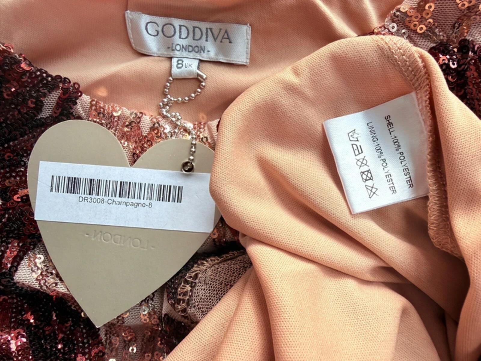 Goddiva Sequin Midi Dress UK 8 Champagne Chocolate Evening Party