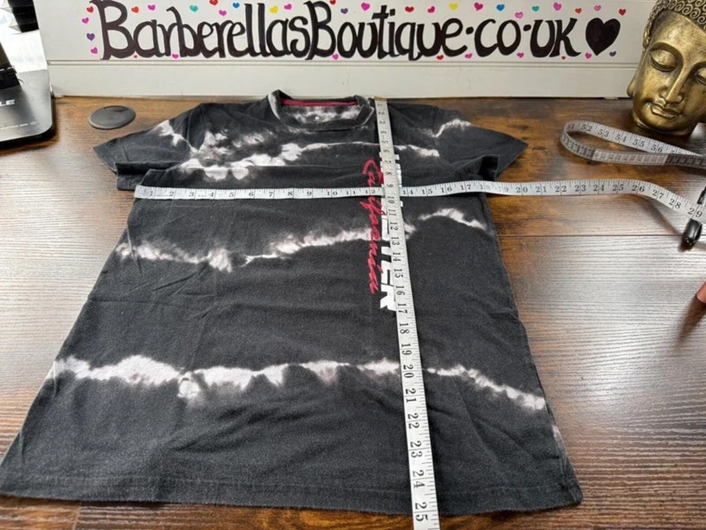 Hollister Tie Dye Graphic T Shirt Black Grey Casual Tee UK 10–12