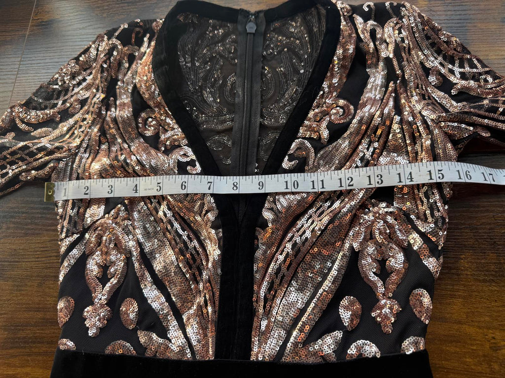 Goddiva London TR123 Champagne Sequin Tux Jumpsuit UK 8 BNWT Evening Wear