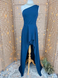 Goddiva Navy One Shoulder Hi Low Dress UK 8 Prom Wedding Guest