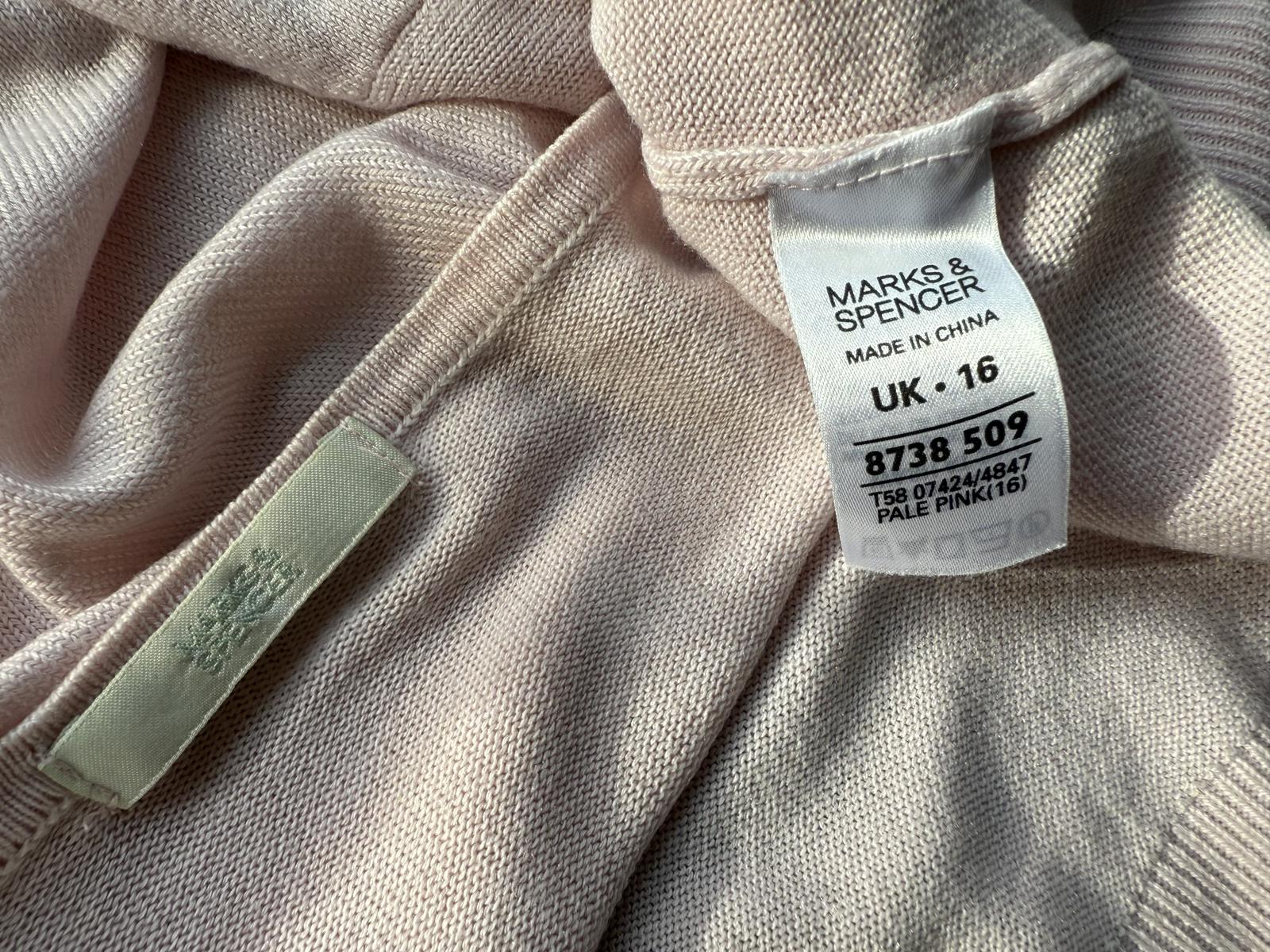 Marks & Spencer Pale Pink Embroidered Cardigan Y2K Era UK 16 NUM 13