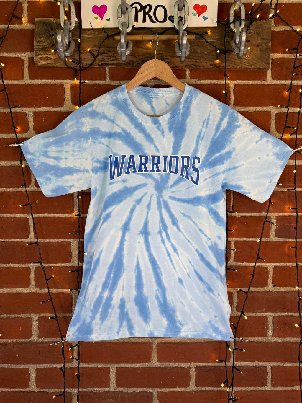 Hand Dyed Blue & White Warriors Tie Dye T-Shirt | Size Small Unisex Tee