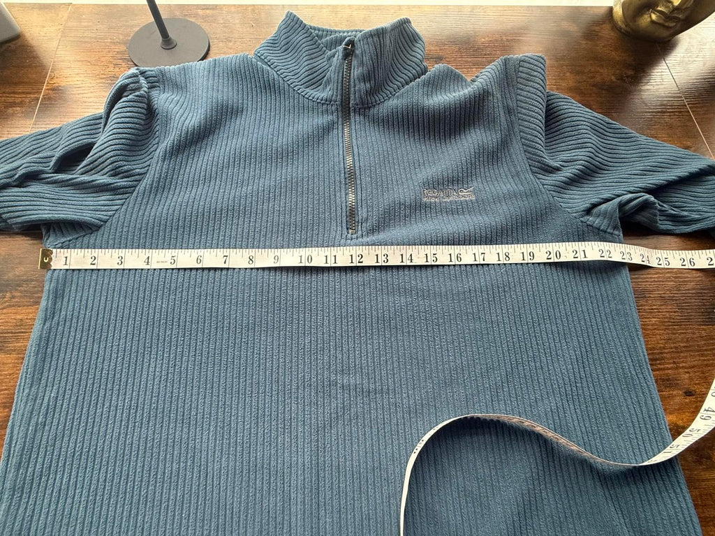 Regatta Great Outdoors Blue Ribbed Half Zip Fleece L 18–20 Walking Jumper VGC 65