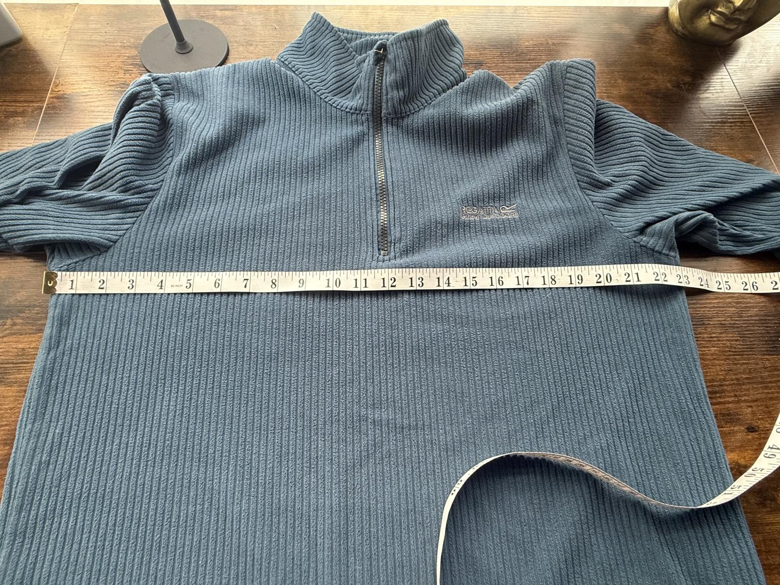 Regatta Great Outdoors Blue Ribbed Half Zip Fleece L 18–20 Walking Jumper VGC 65