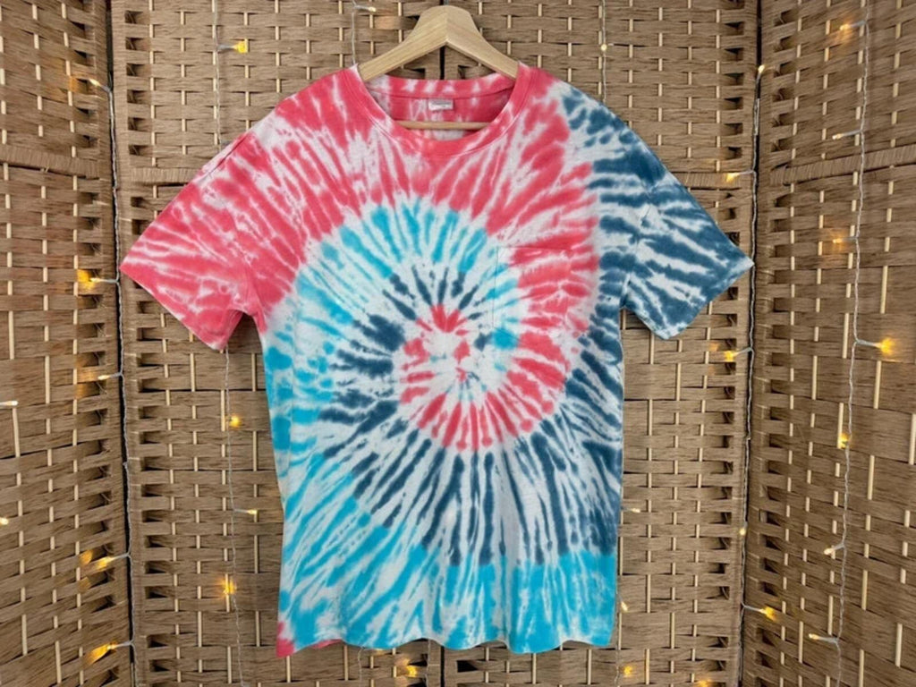 Tie Dye T-Shirt UK L XL Unisex Festival Surf Retro Cotton Tee