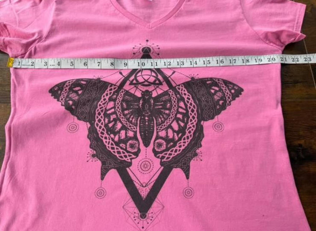 Bohemian Pink Butterfly V-Neck T-Shirt Size 10-12