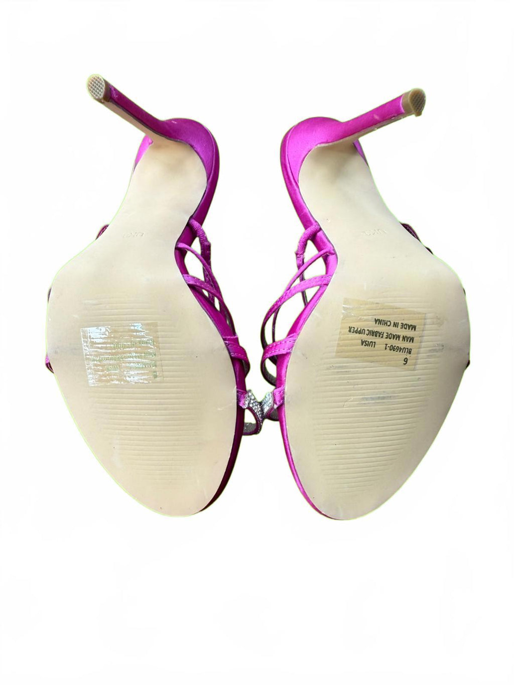 EGO Pink Strappy High Heel Sandals with Rhinestone Detail - Size 6