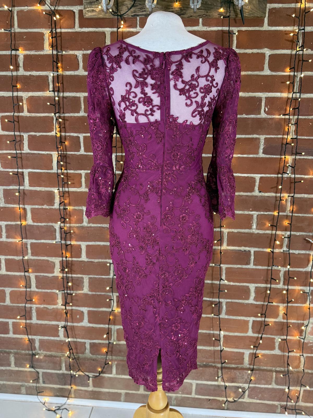 Goddiva Sample DR3960 Berry Sequin Lace Dress UK 8 BNWT Unique Gown #153
