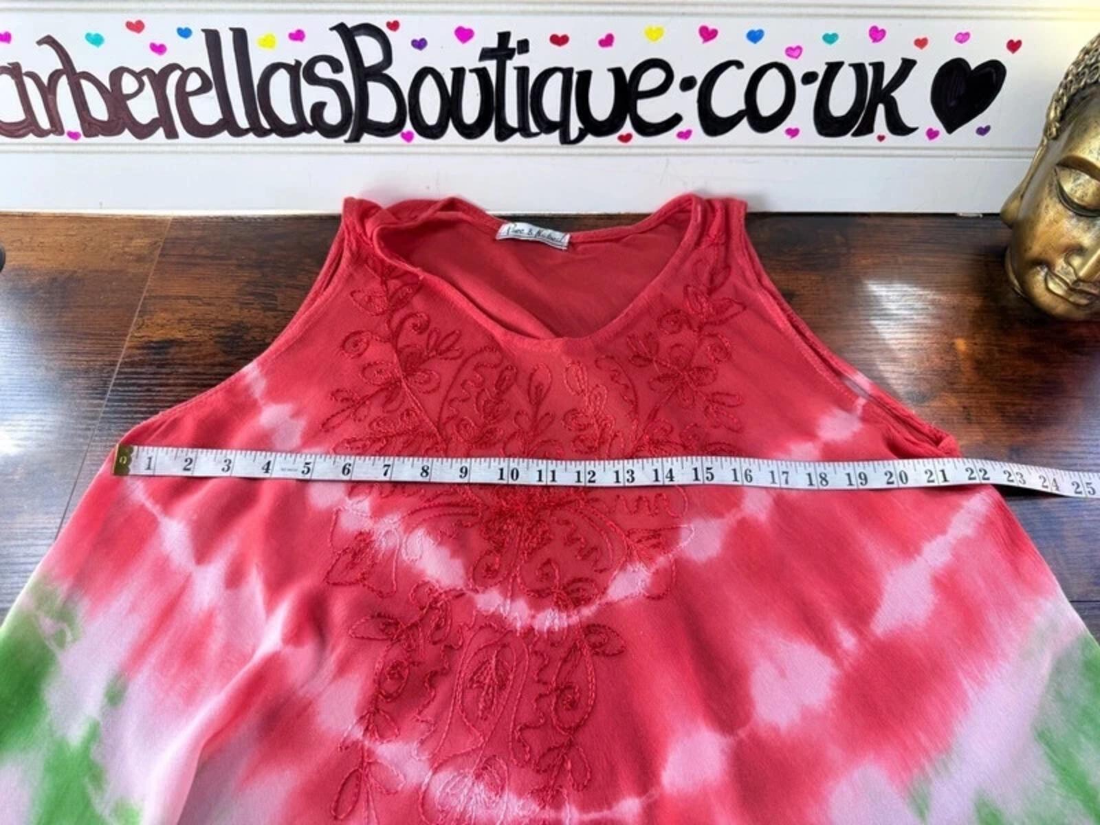 Boho Tie Dye Swing Dress Embroidered Summer Cover Up 16-18