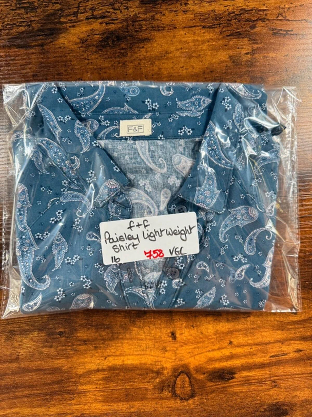 F&F Paisley Shirt UK 14-16 Blue Soft Viscose Blouse Casual