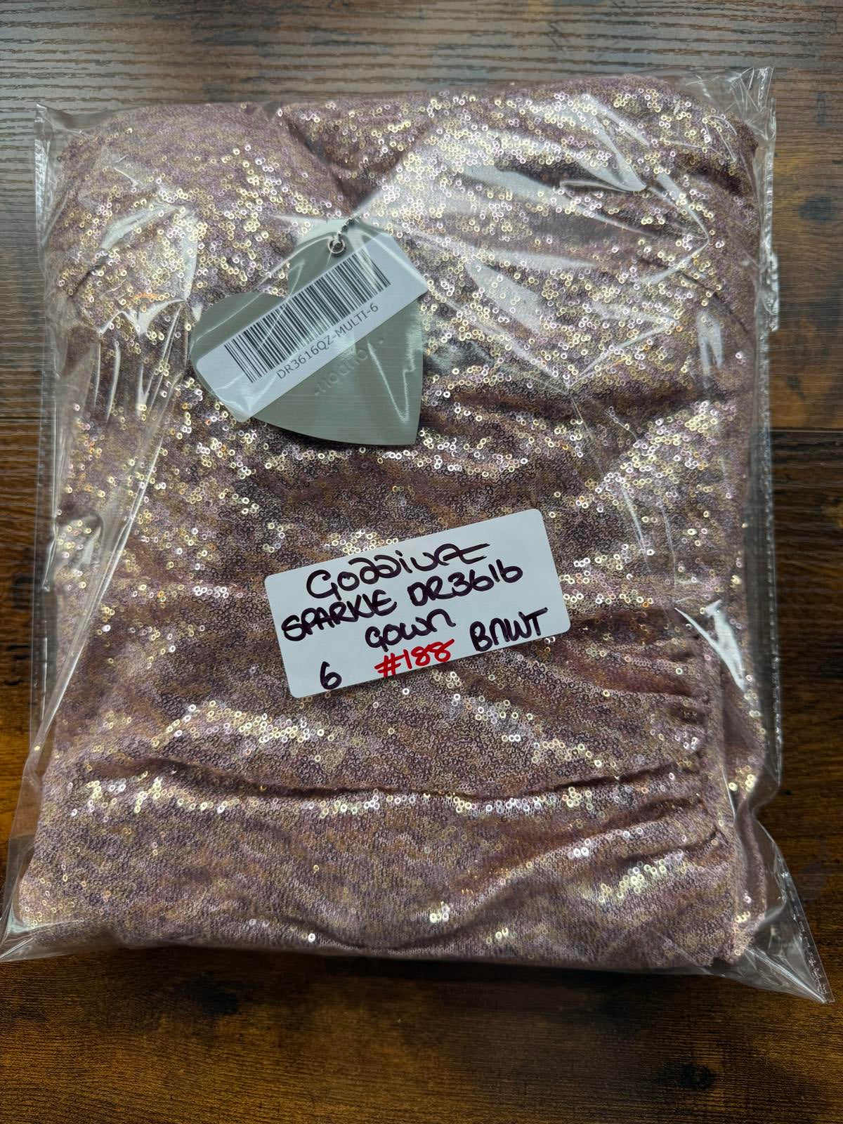 Goddiva London Rose Gold Sequin Maxi Dress (DR3616QZ, UK 6) #188