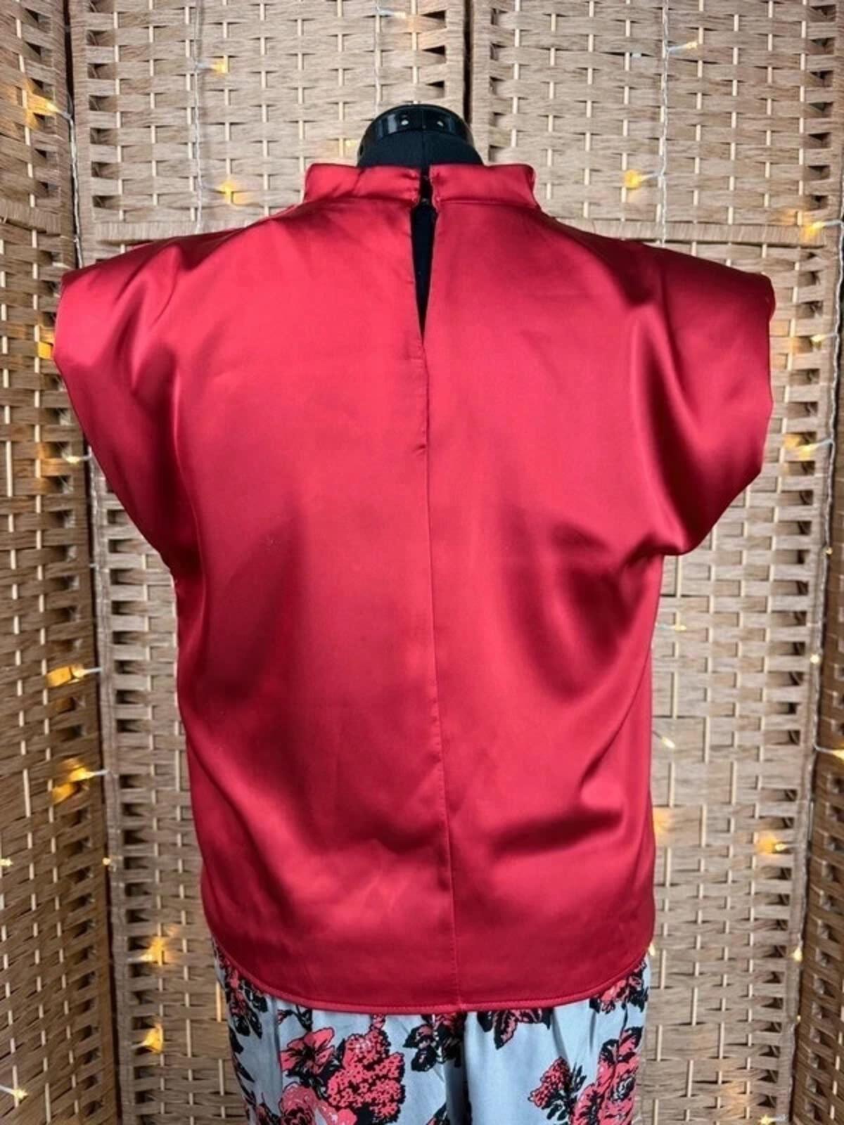 Goddiva Red Satin High Neck Top UK 14 US 10 BNWT Elegant