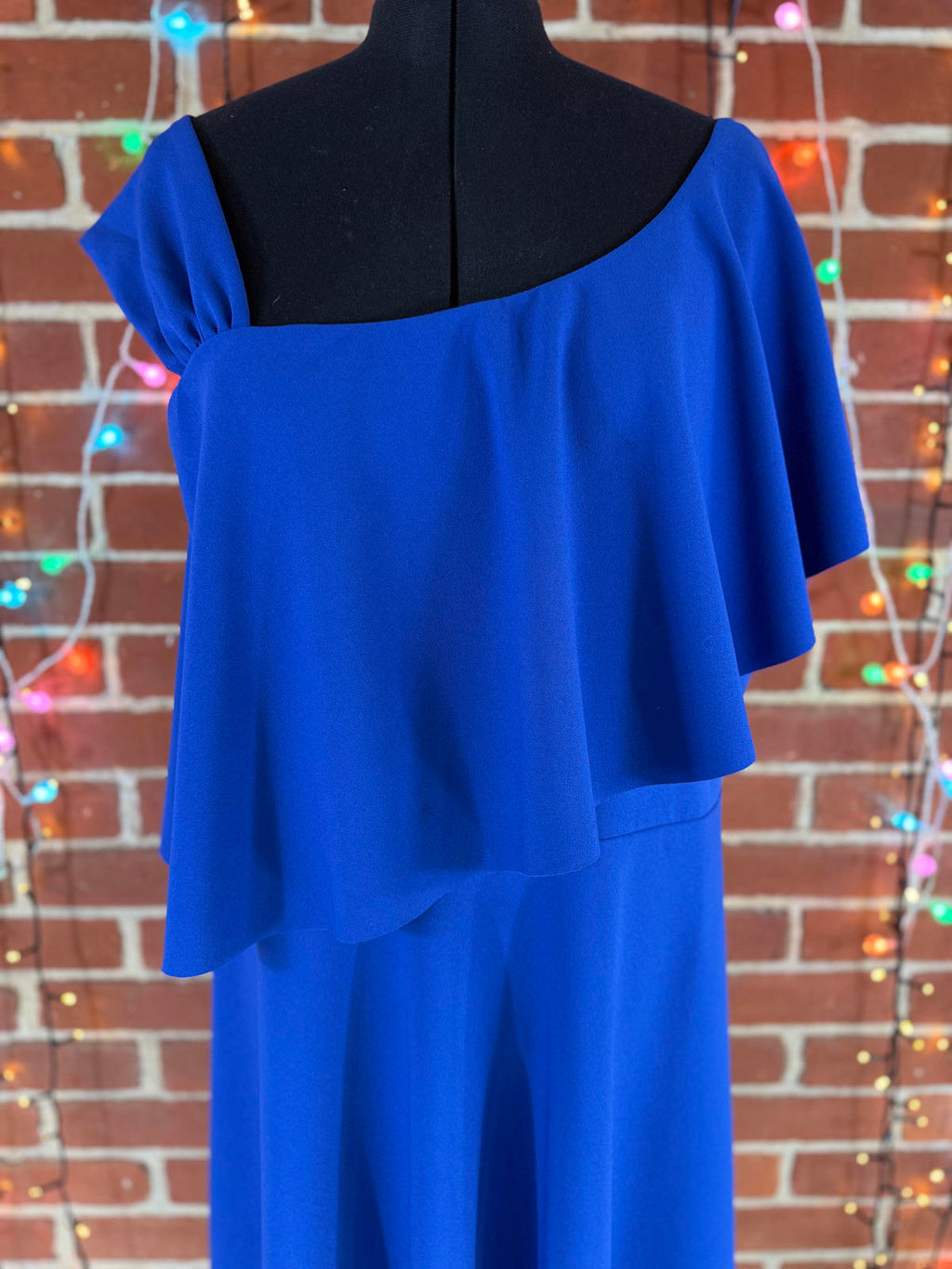 Goddiva Plus Royal Blue One Shoulder Asymmetric Dress DR1634P UK 26          237