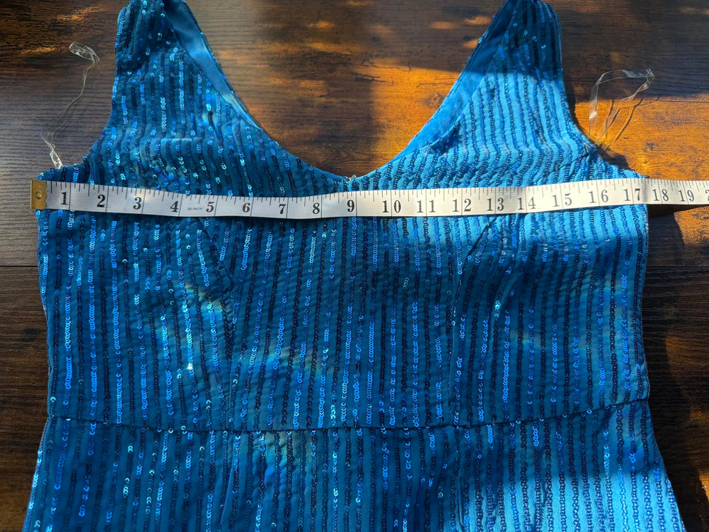 Goddiva London Vivid Blue Sequin Maxi Dress UK 12 BNWT Evening Ball Prom Gown