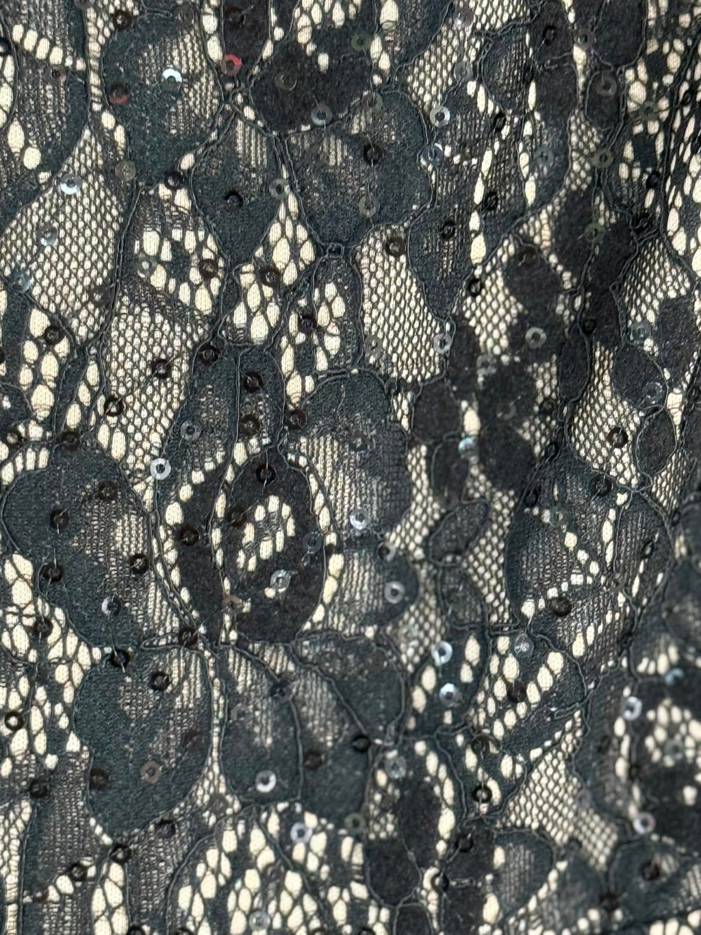 Black Lace Sequin Fit & Flare Midi Dress UK 6 EU 34 US 2 Party Evening Wedding