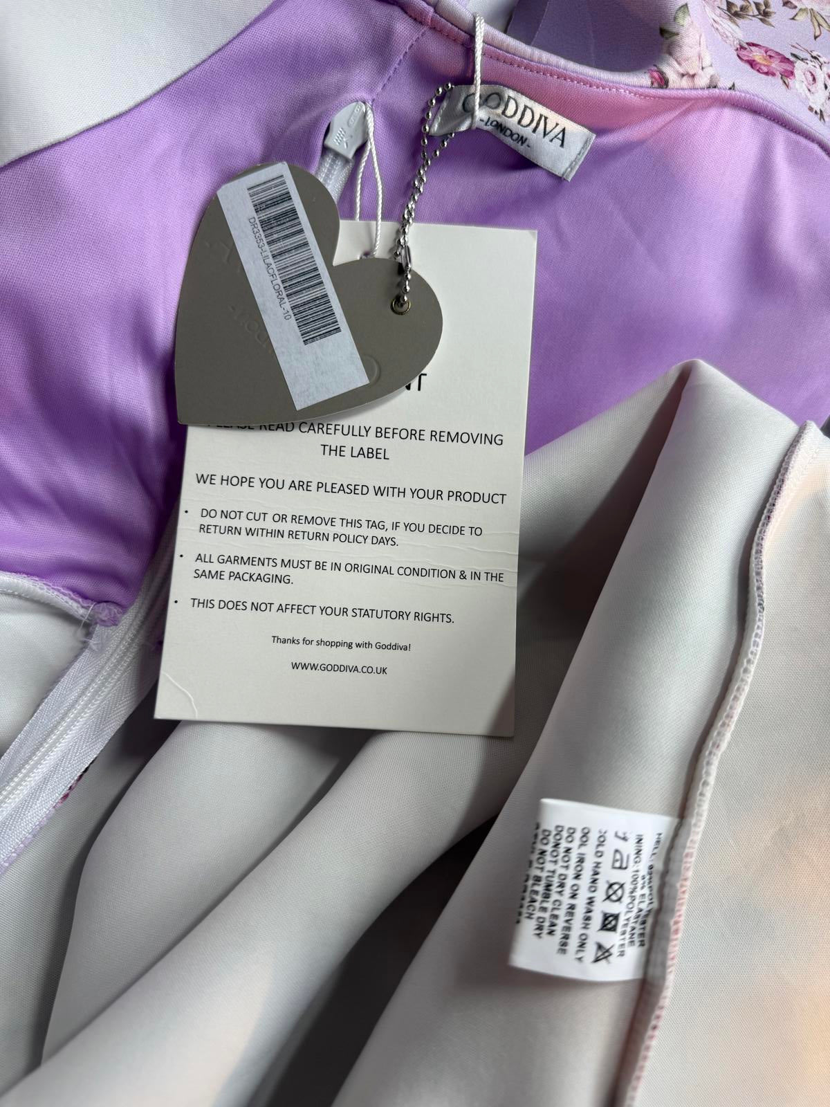 Goddiva Lilac Floral Off-Shoulder Scuba Crepe Midi Dress UK 10 / US 6       .314