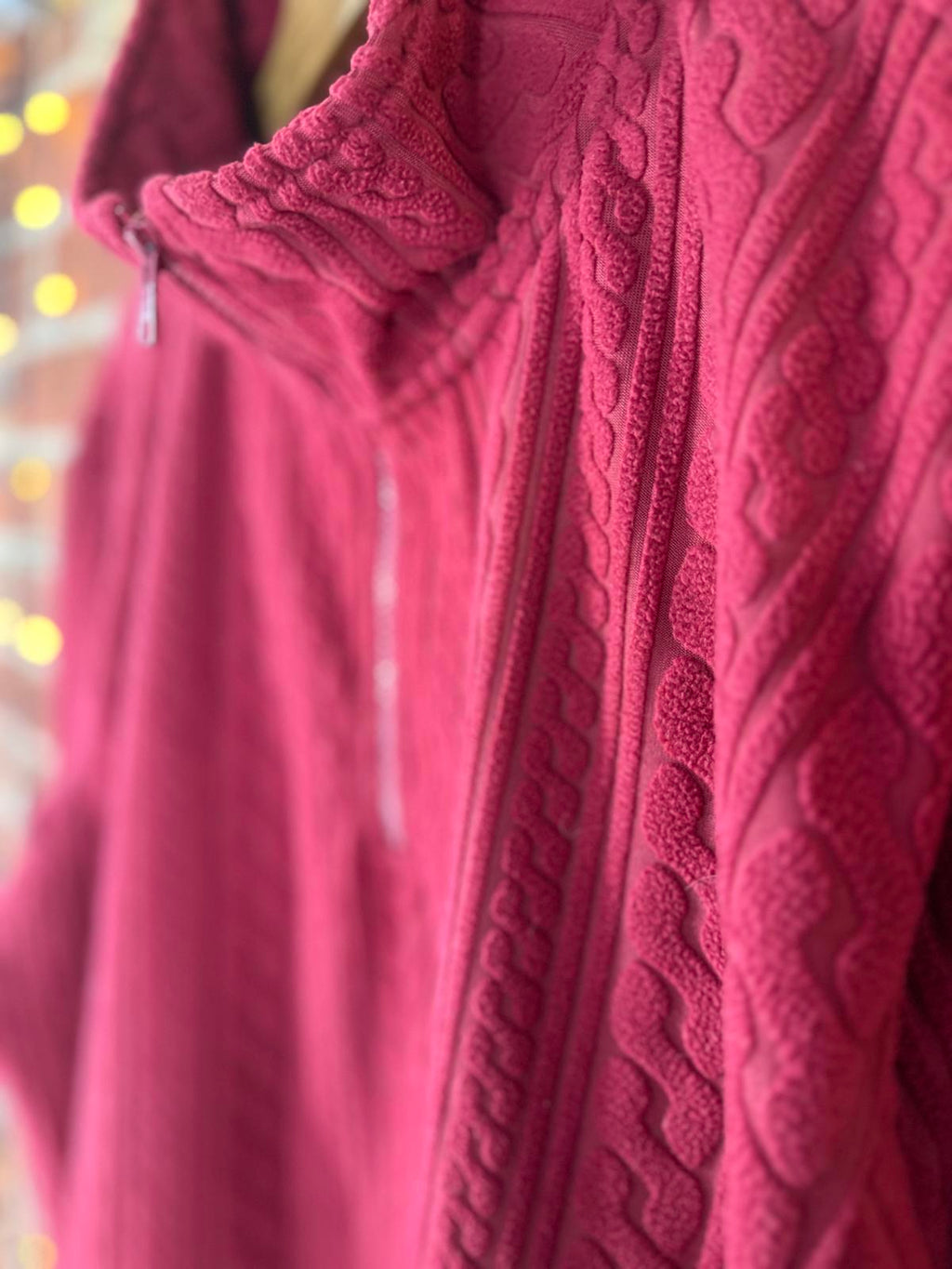 Cotton Traders XL Red Textured Quarter Zip Fleece Top 100% Polyester NUM2