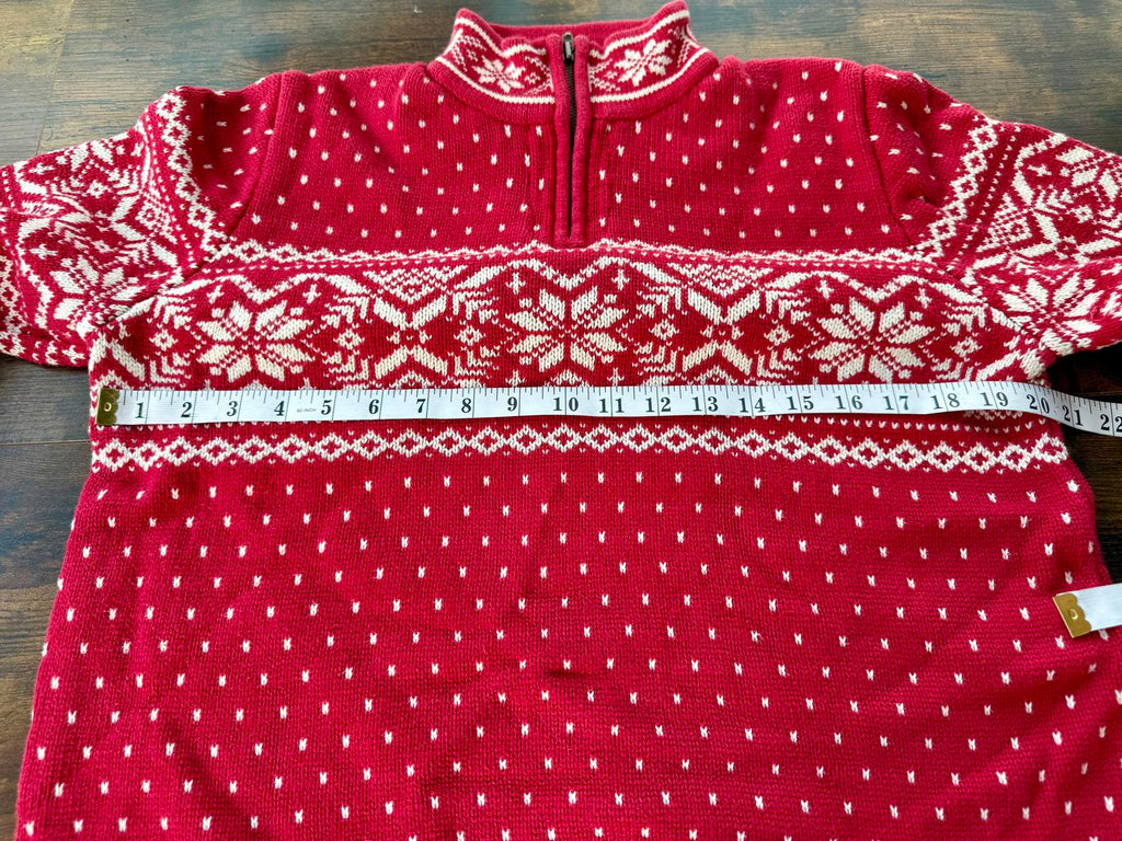 90s Vintage Lands’ End Fair Isle Red Half-Zip Sweater Made in Japan (M / 10–12)