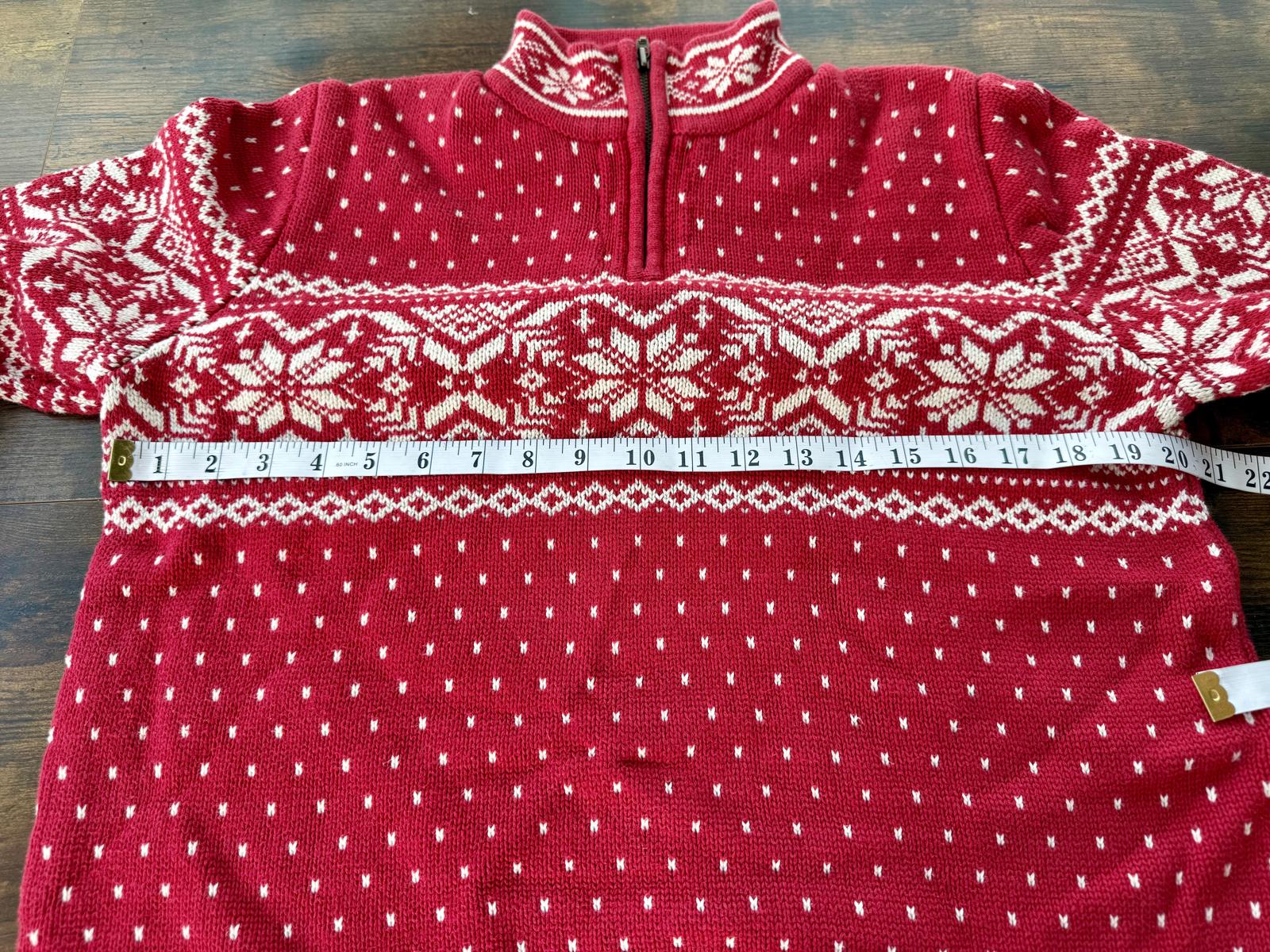 90s Vintage Lands’ End Fair Isle Red Half-Zip Sweater Made in Japan (M / 10–12)