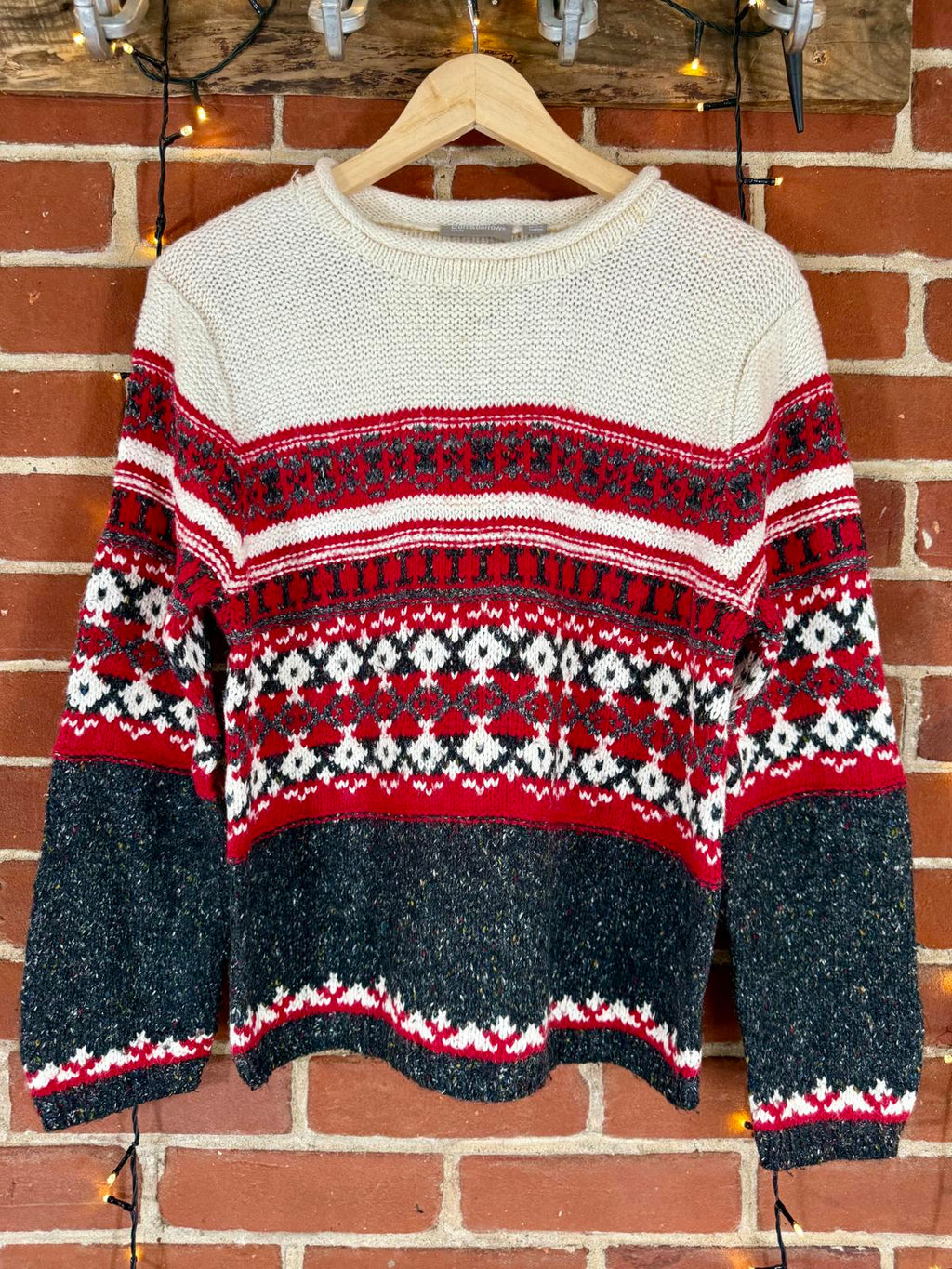 🧶Croft & Barrow Petite Fair Isle Jumper Red/Grey/White (Petite Large) #65