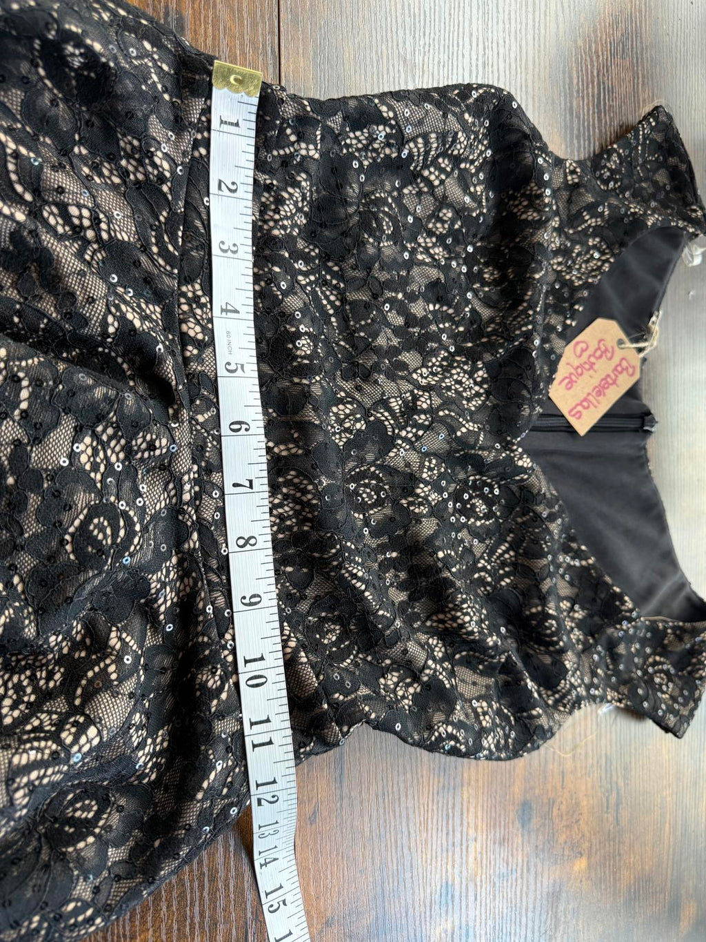 Black Lace Sequin Fit & Flare Midi Dress UK 6 EU 34 US 2 Party Evening Wedding