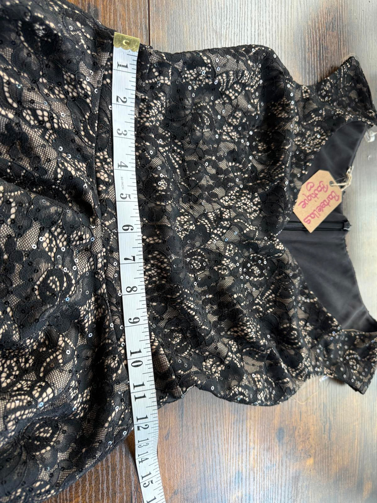 Black Lace Sequin Fit & Flare Midi Dress UK 6 EU 34 US 2 Party Evening Wedding