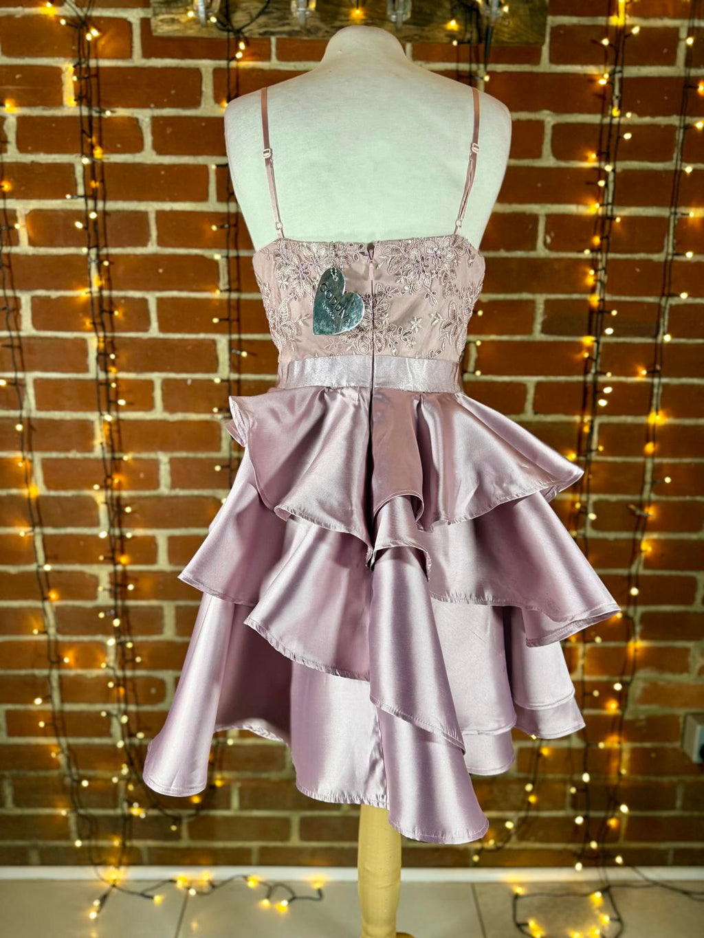 Goddiva London Blush Pink Satin Layered Dress UK 10-12 | Embroidered Gown