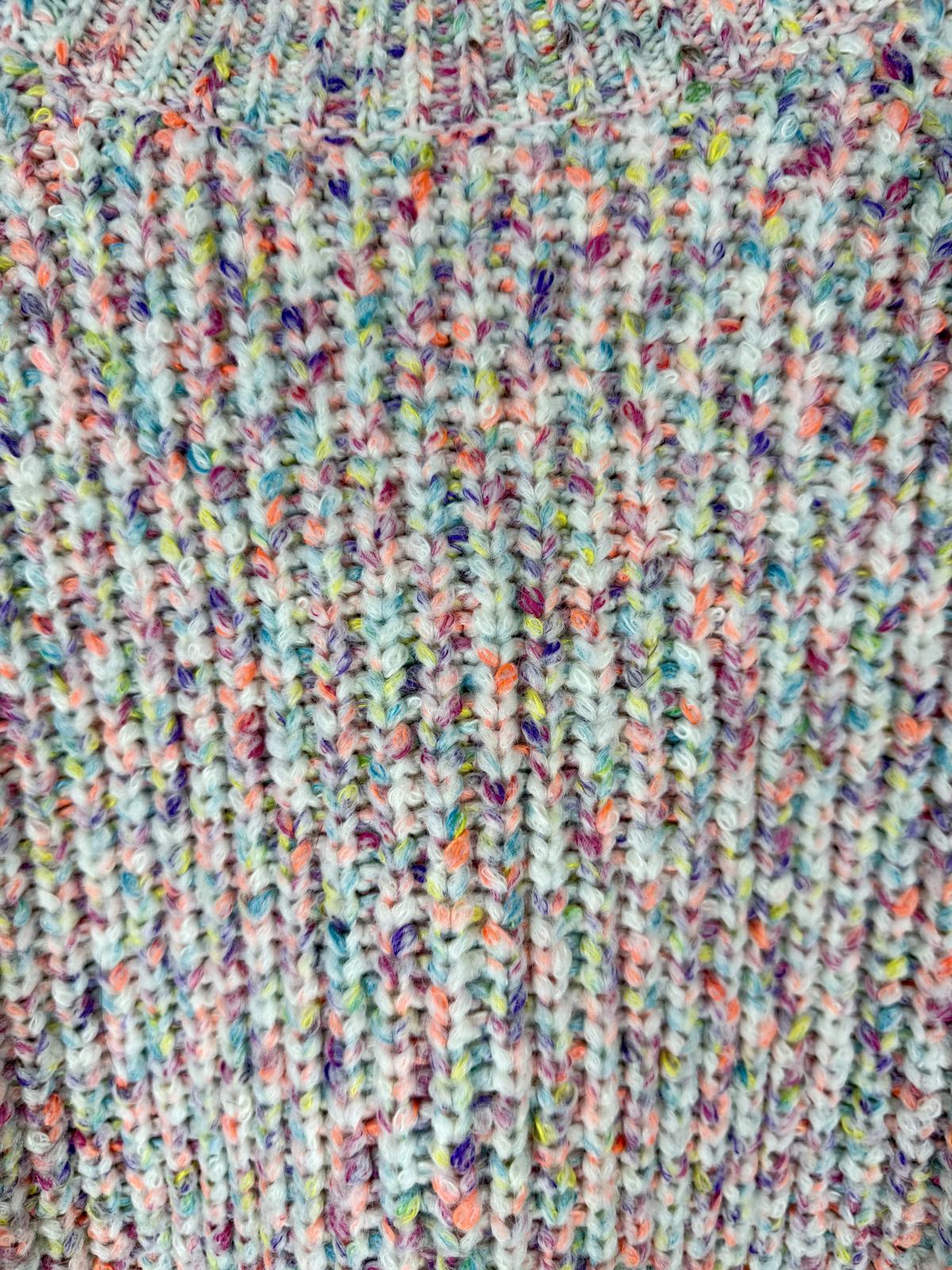 Chunky Multicolour Speckle Knit Jumper UK 14 Pastel Ribbed Crew #57