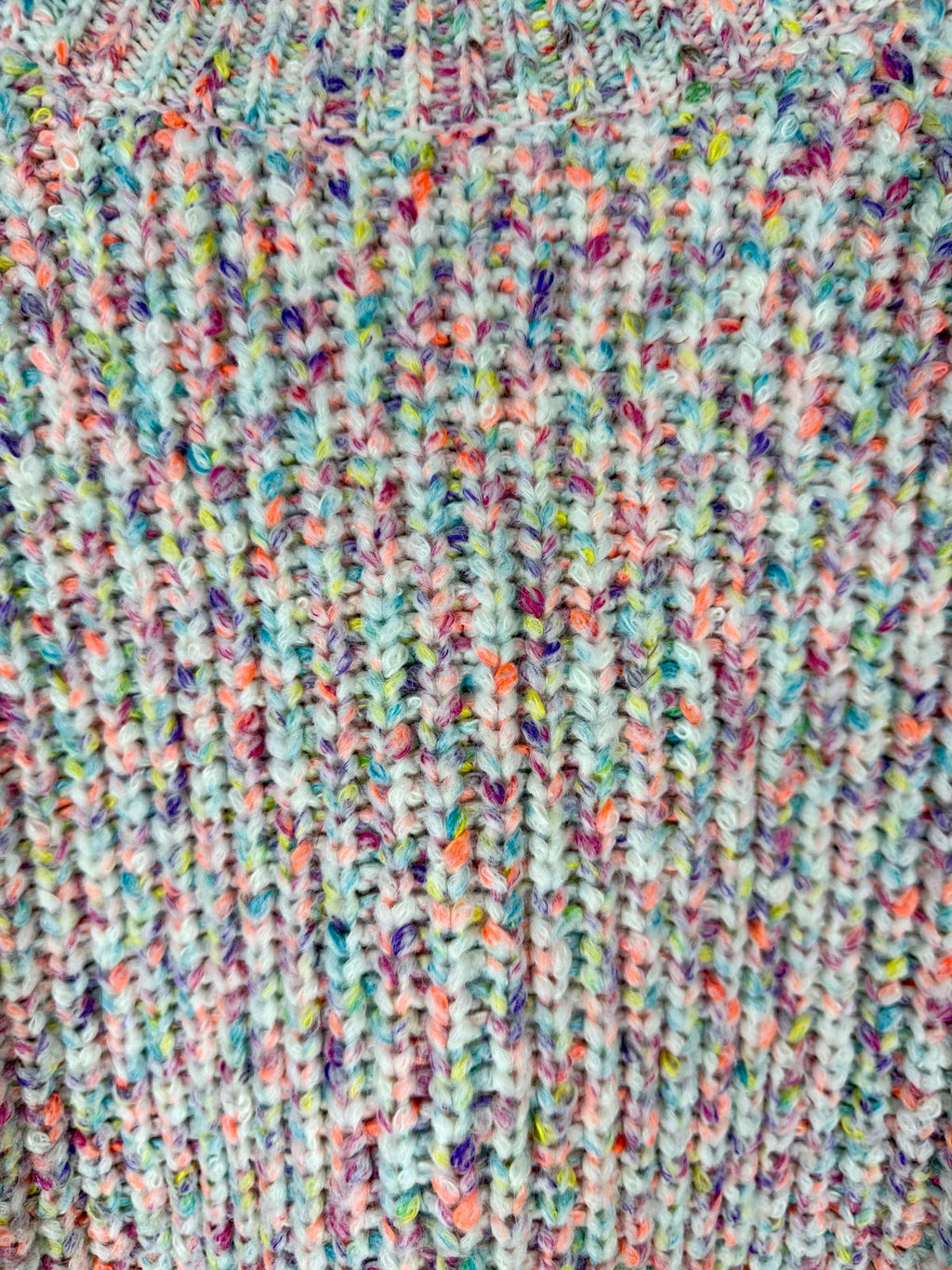 Chunky Multicolour Speckle Knit Jumper UK 14 Pastel Ribbed Crew #57